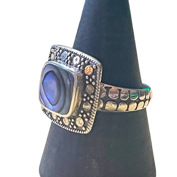 Abalone Shell Sterling Silver Ring (7.5) - Picture 8 of 10